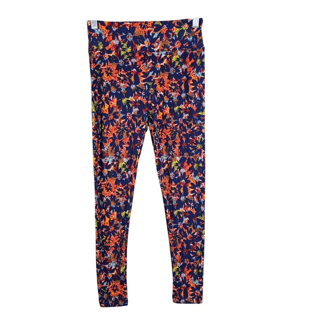 Womens Lularoe Multicolor Floral Leggings Ankle Polyester Blend Stretch One Size